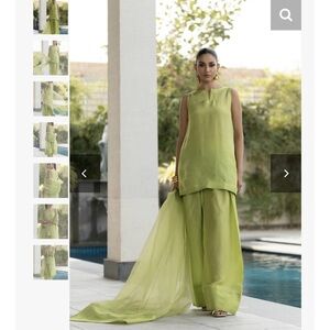 Pakistani/Indian designer silk dress with very trendy Farshi shalwar. Size S/M